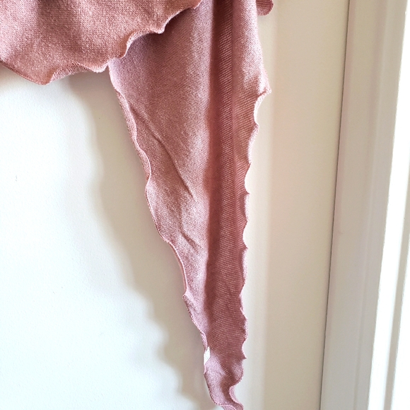 Scarf Dusty Rose Scallop Edges Gathered Centre Rose Boho Gypsy Soft Flowy Unique - Picture 6 of 6
